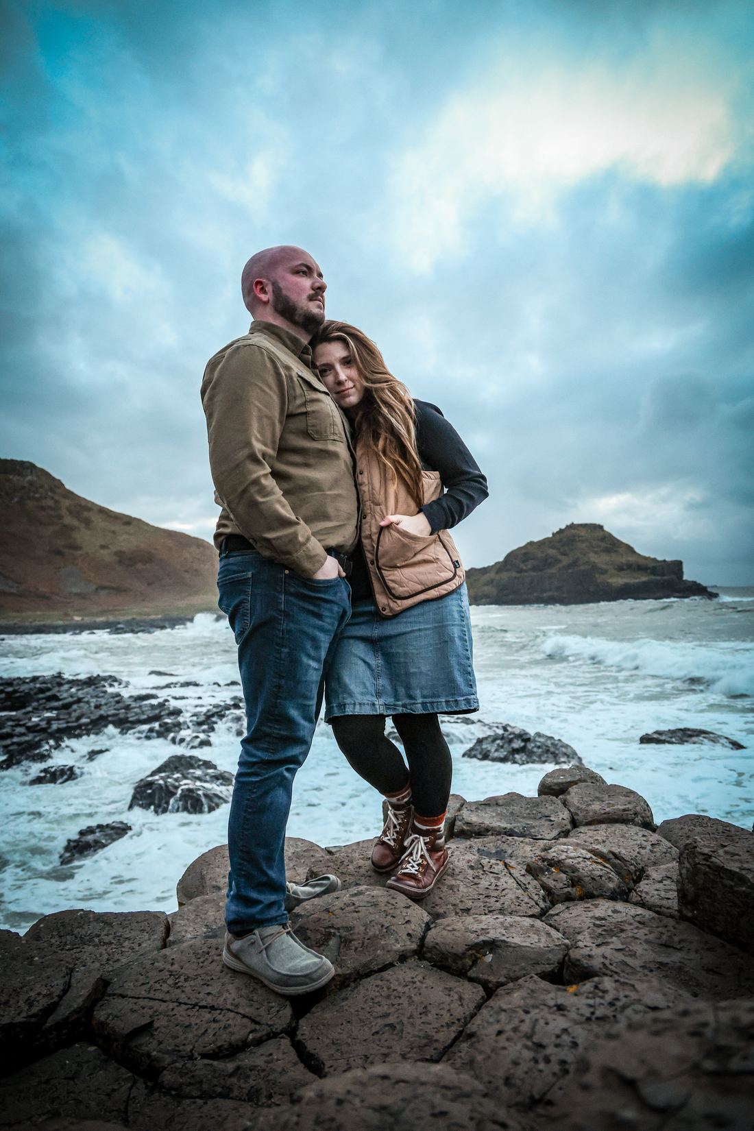 Dillon and Kailee on the rocks at the Giant's Causeway